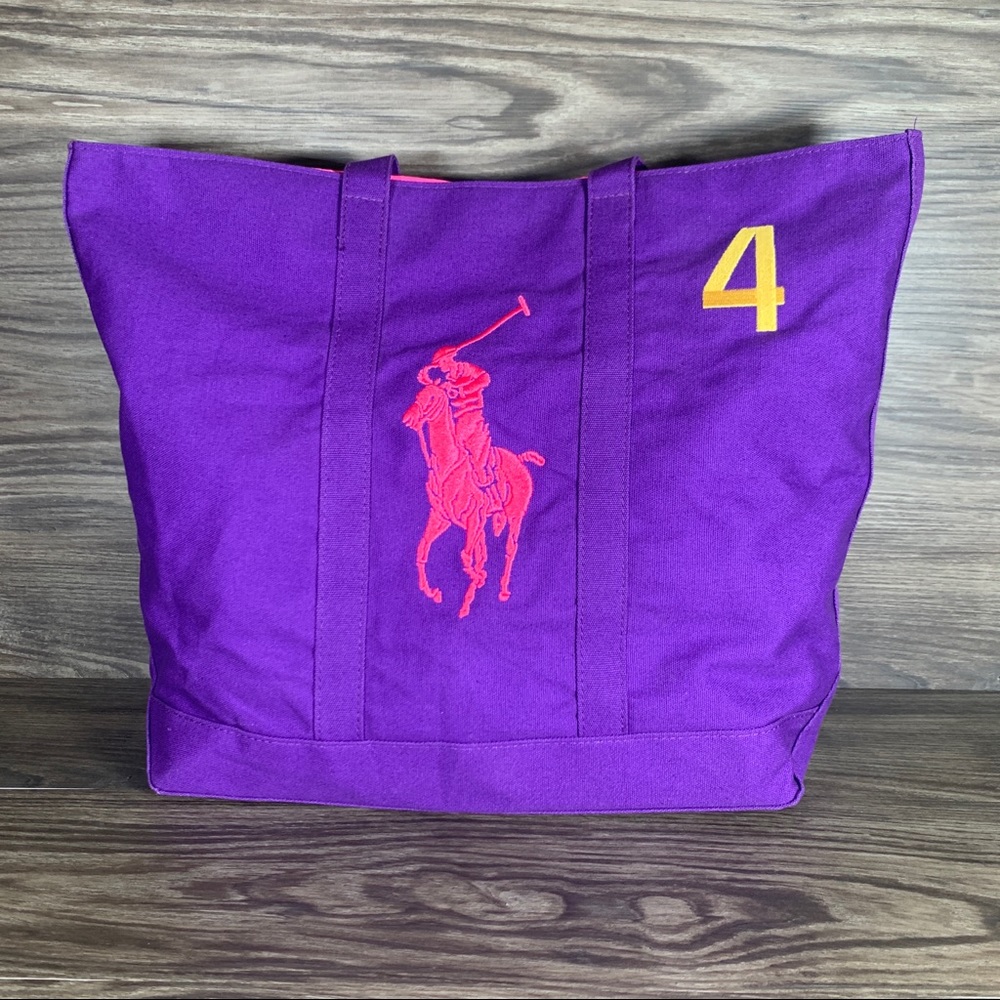 Polo Ralph Lauren Tote Bag Purple Pink Embroidered